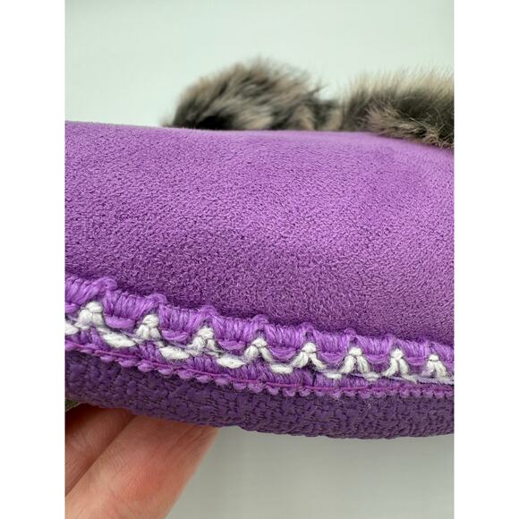 Women's XL 11-12 Purple Furry Floopi Slippers clogs Indoor Outdoor Memory Foam - Picture 4 of 9